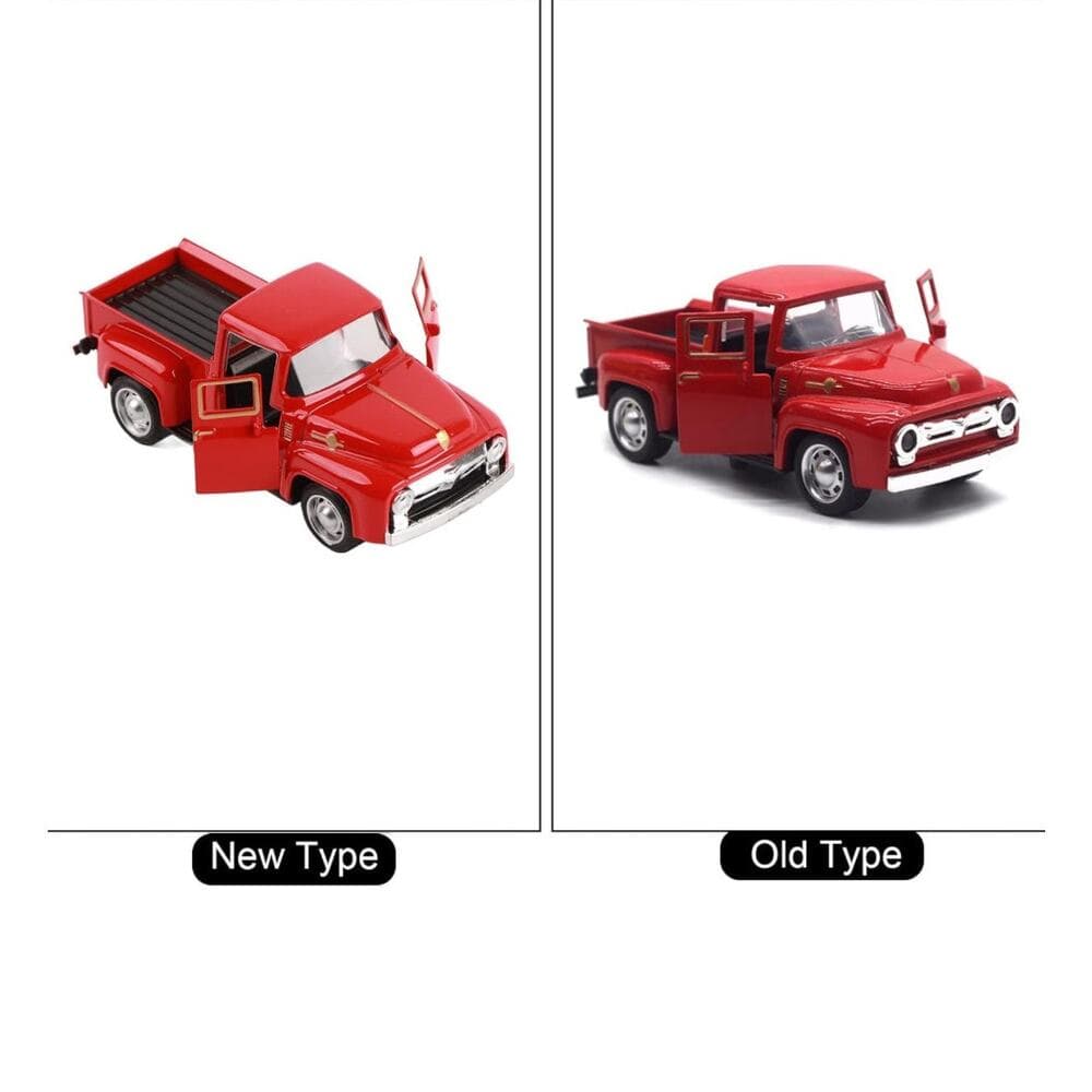 Vintage Red Truck Toys,Christmas Red Trucks Decorations Metal Pickup Toy - Thumbnail 3