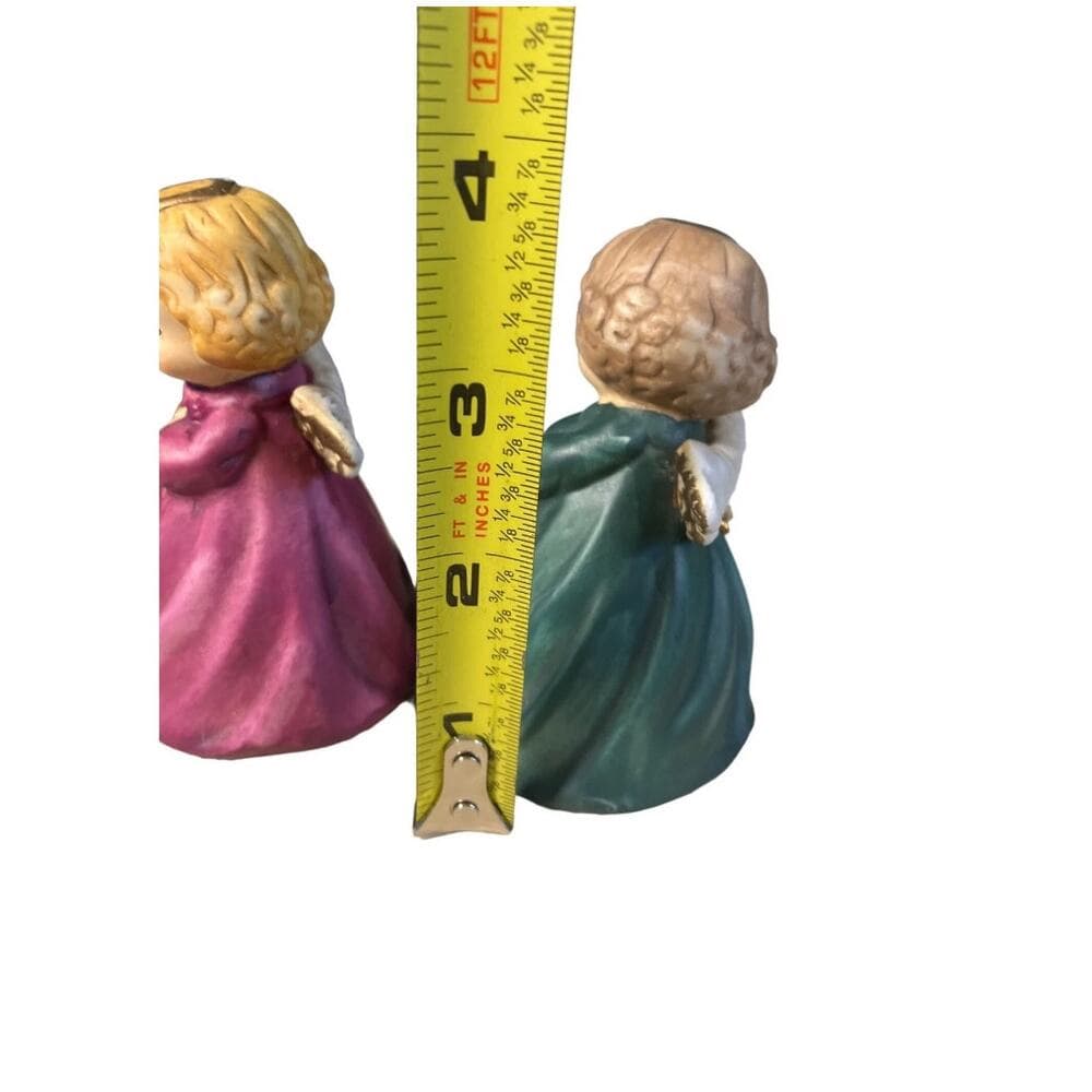 Ceramic Christmas Angel Bells Set of Two Red Green - Thumbnail 7