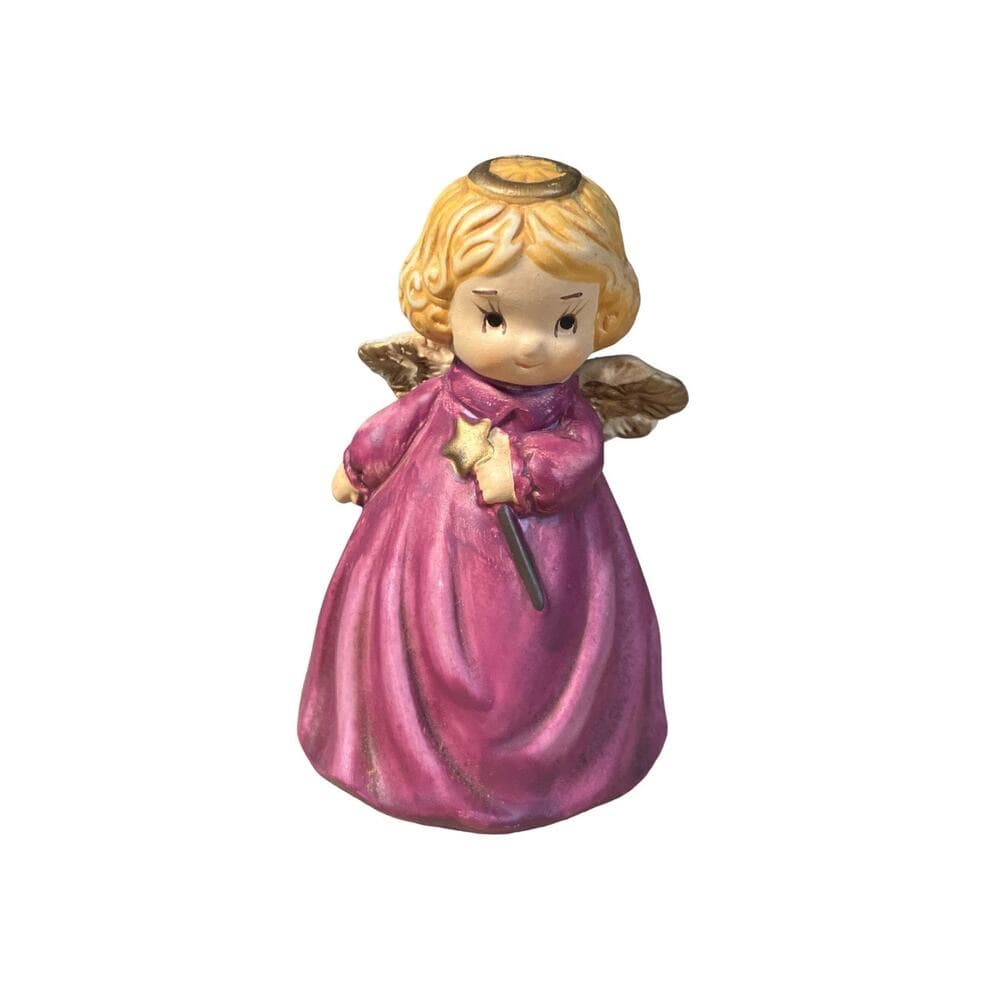 Ceramic Christmas Angel Bells Set of Two Red Green - Thumbnail 3