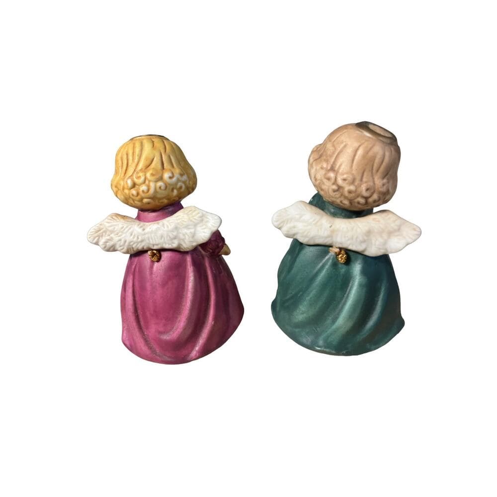 Ceramic Christmas Angel Bells Set of Two Red Green - Thumbnail 6