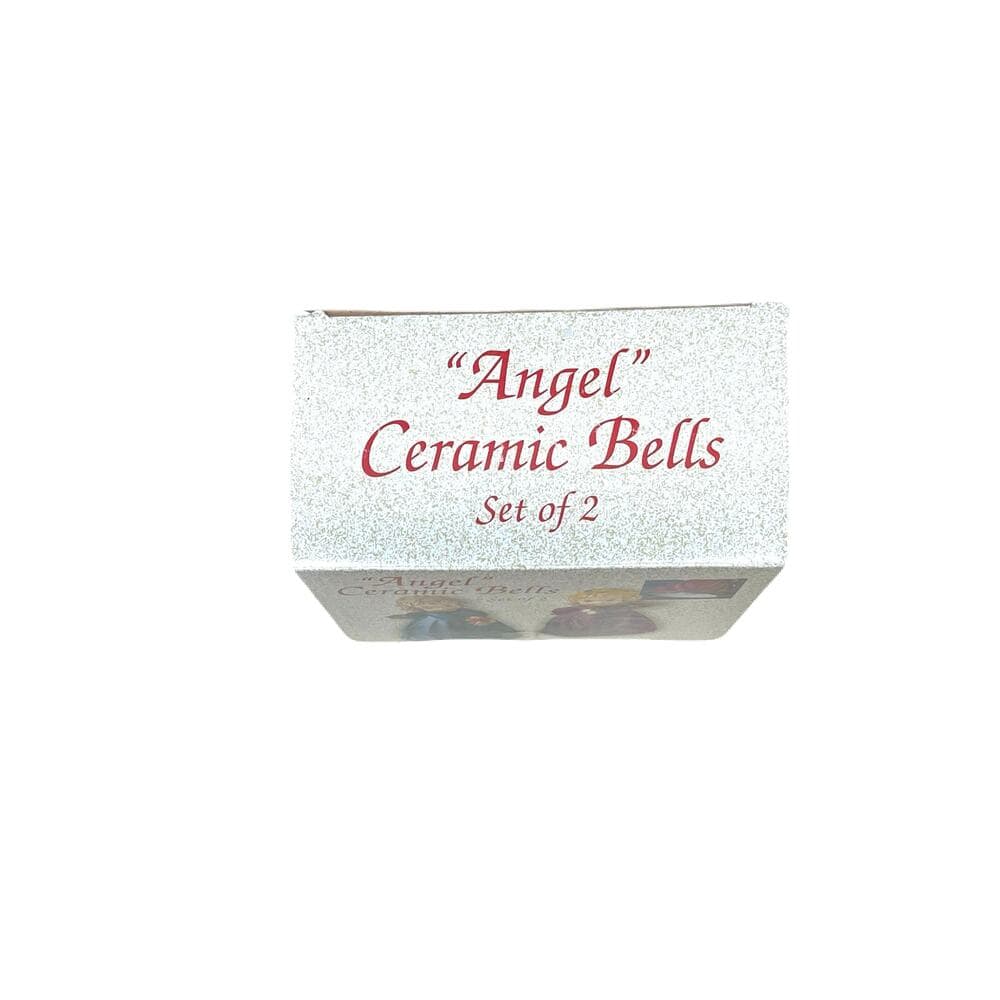Ceramic Christmas Angel Bells Set of Two Red Green - Thumbnail 11