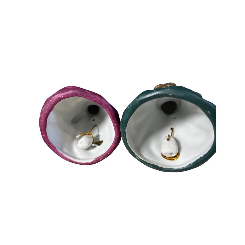 Ceramic Christmas Angel Bells Set of Two Red Green - Thumbnail 8