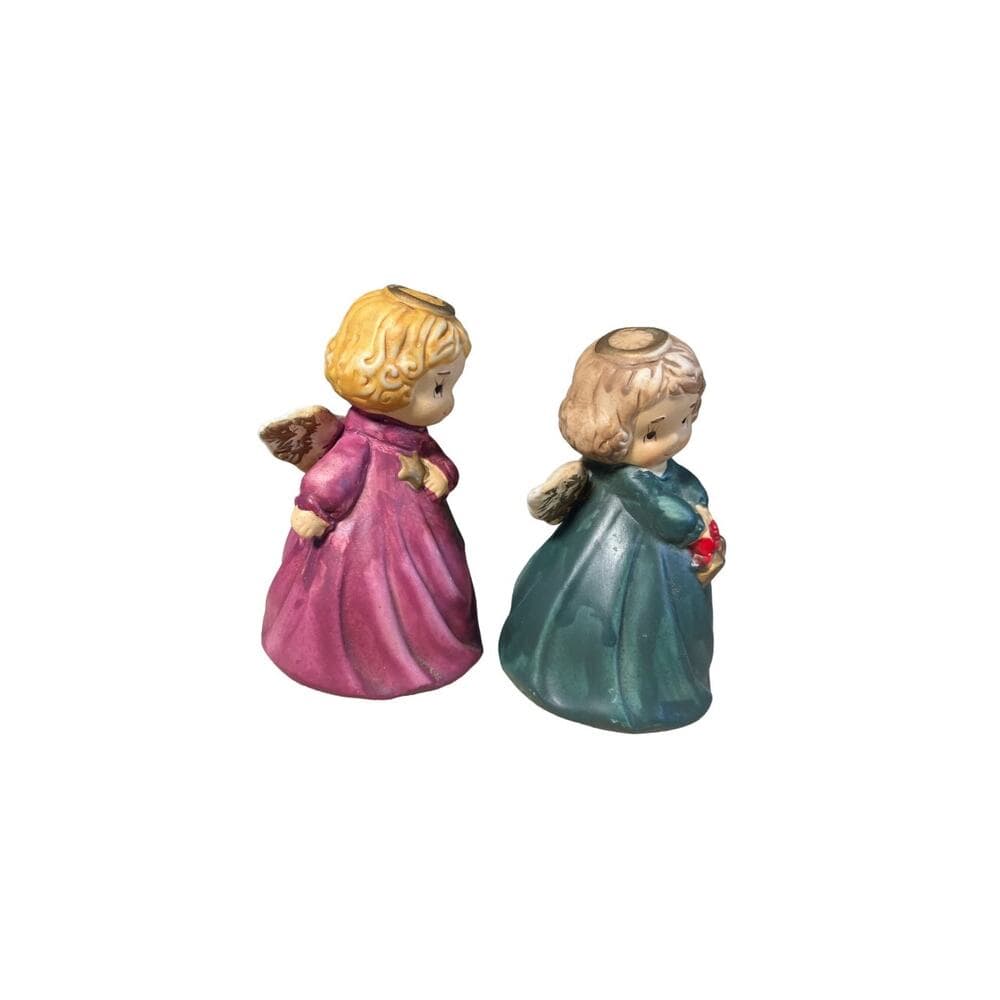 Ceramic Christmas Angel Bells Set of Two Red Green - Thumbnail 5