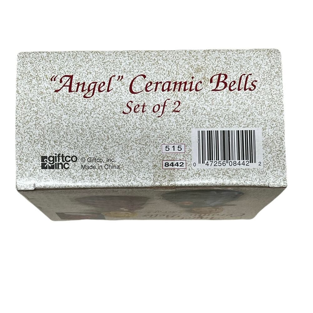 Ceramic Christmas Angel Bells Set of Two Red Green - Thumbnail 12