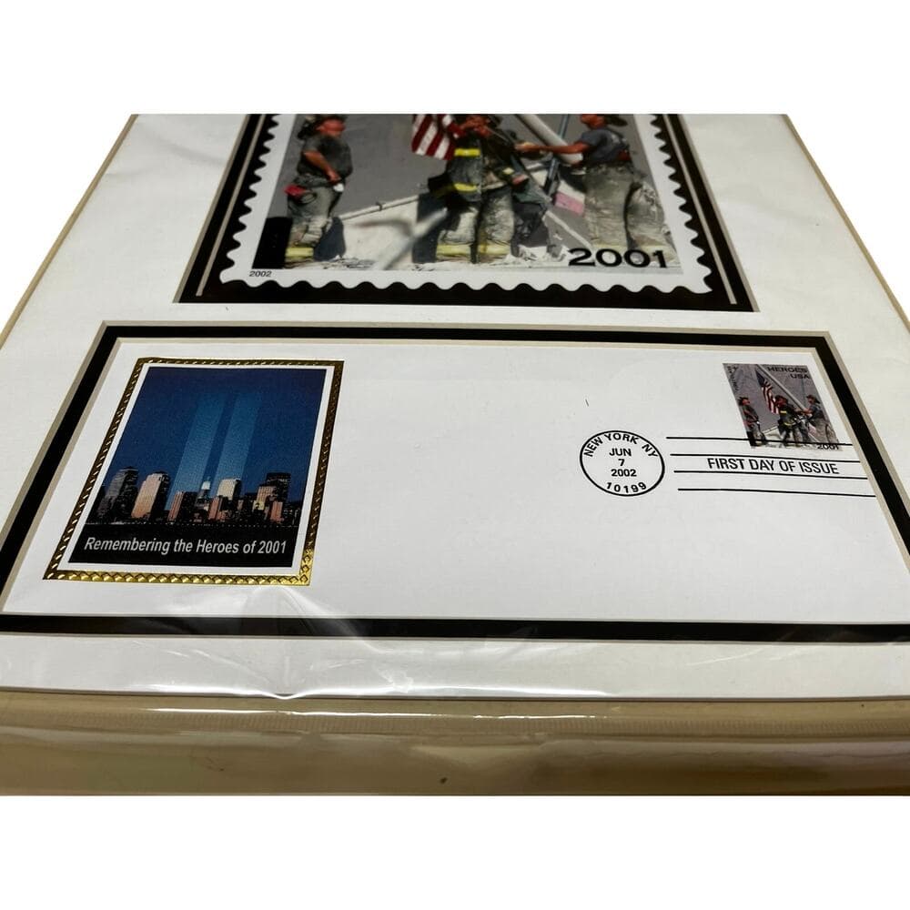 2002 USPS 9-11 COMMEMORATIVE FIRST DAY MATTED PHOTO - ENVELOPE & STAMP SEALED