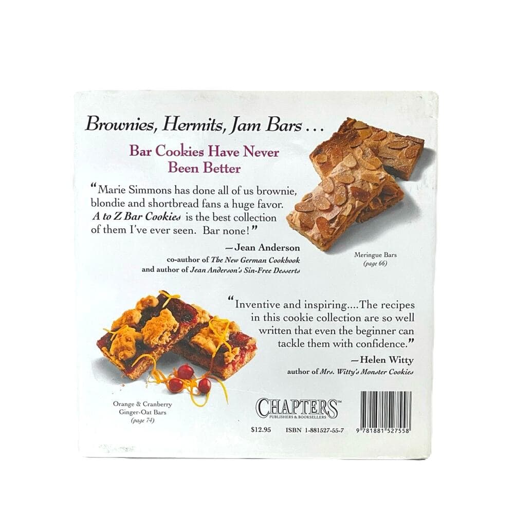 Bar Cookies A to Z Marie Simmons Hardcover Book - Thumbnail 2