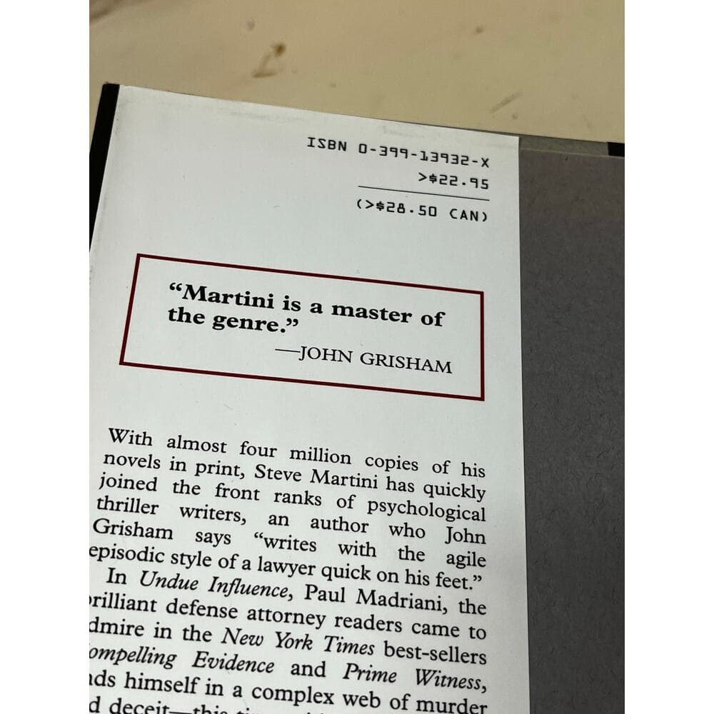 Undue Influence Steve Martini Hardcover Book - Thumbnail 3