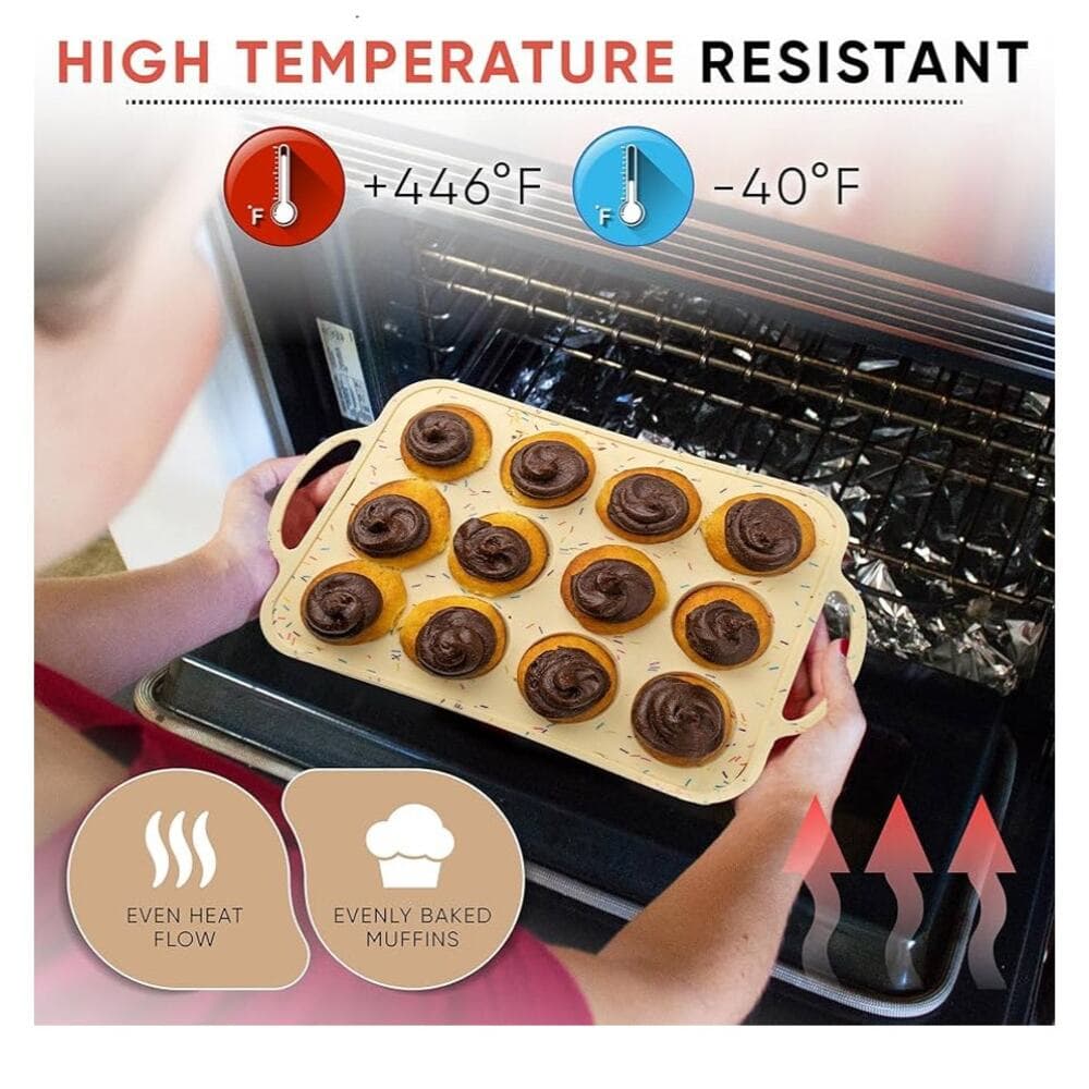 Silicone Mini Muffin Pan 12 Count – Non-Stick Muffin Pans for Baking - Thumbnail 3