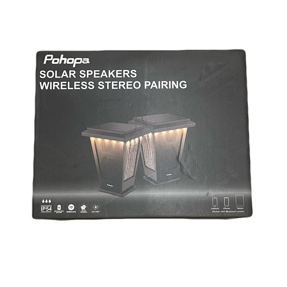 pohopa Bluetooth Speakers Waterproof, Solar Powered 2 Pack LED Lights Black - Thumbnail 4