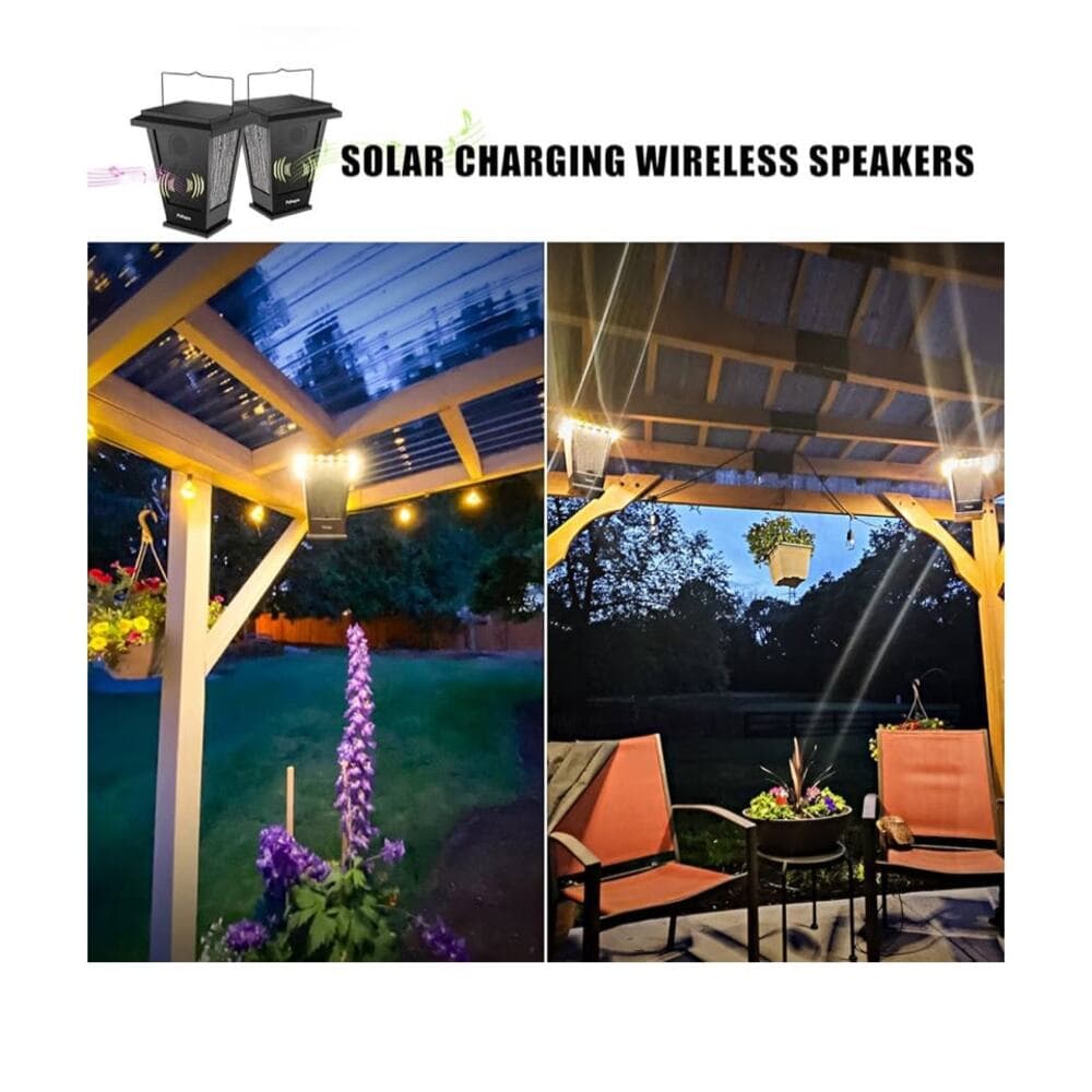 pohopa Bluetooth Speakers Waterproof, Solar Powered 2 Pack LED Lights Black - Thumbnail 3
