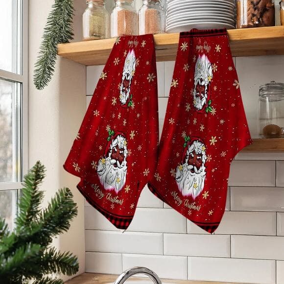 Christmas Kitchen Towels, 18x26 inch Microfiber Santa Towels for Bathroom - Thumbnail 7
