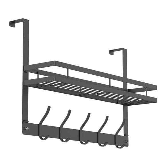 Metal Over the Door 5 Hooks Coat Towel Clothe Bag Hanger Rack Bathroom Organizer - Thumbnail 4