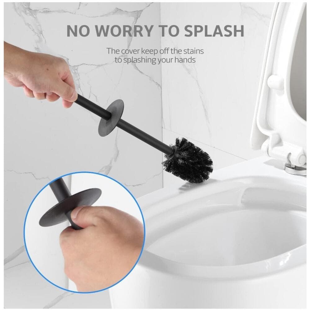 BGL Toilet Brush and Holder Set, Matte Black Freestanding Space Saving - Thumbnail 3