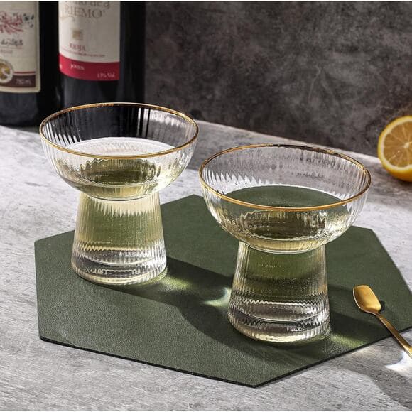 Lysenn Stemless Margarita Glasses Set of 2 – 10 oz Gold Rim - Thumbnail 10