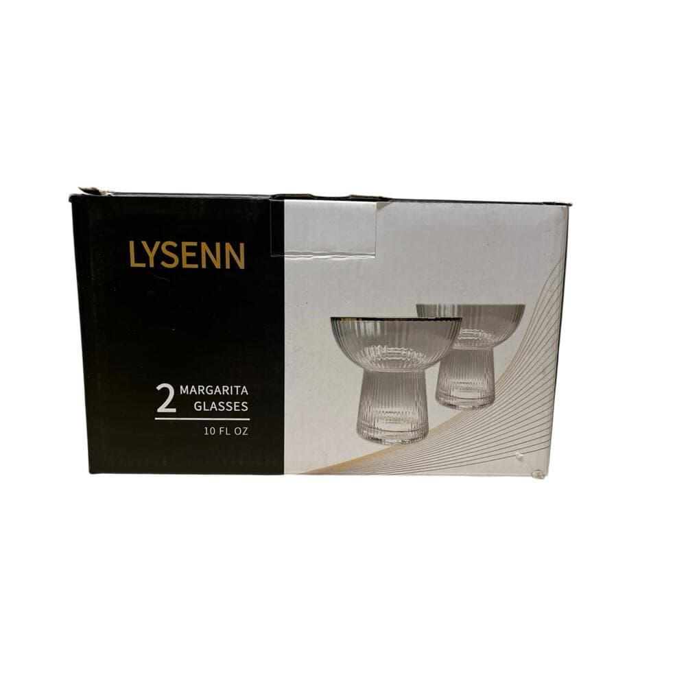 Lysenn Stemless Margarita Glasses Set of 2 – 10 oz Gold Rim - Thumbnail 8