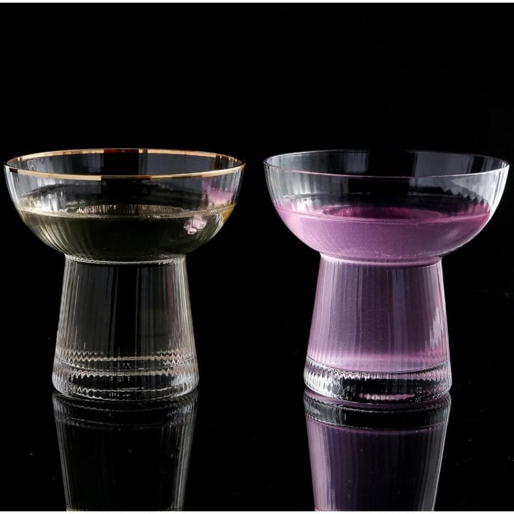 Lysenn Stemless Margarita Glasses Set of 2 – 10 oz Gold Rim - Thumbnail 3