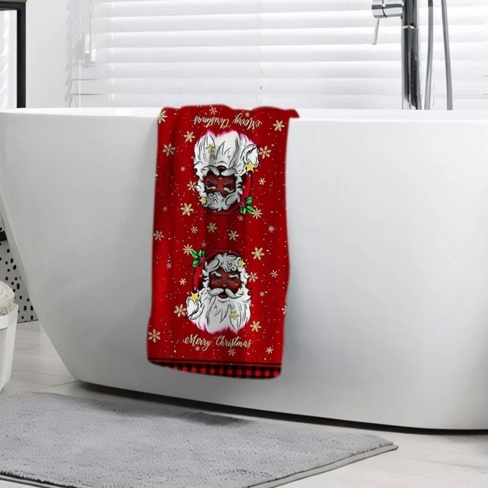 Christmas Kitchen Towels, 18x26 inch Microfiber Santa Towels for Bathroom - Thumbnail 2