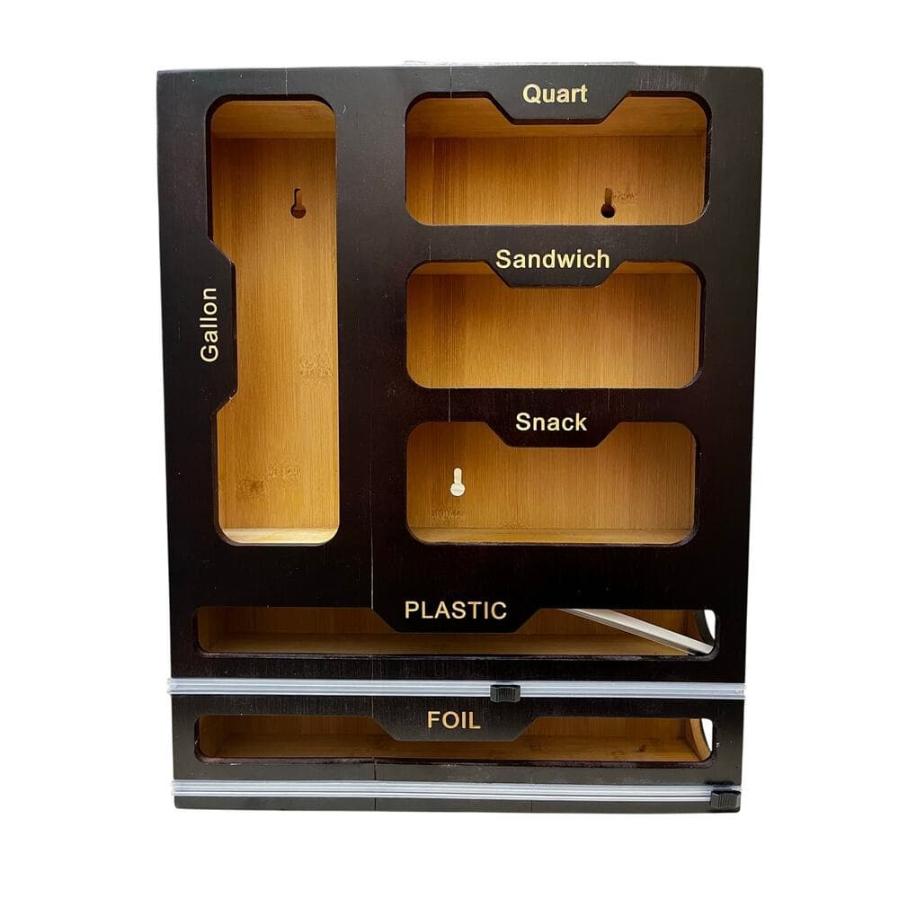 Zosia Home 6-in-1 Bamboo Grip Seal Bag Organizer with Dispenser - Baggie Organiz - Thumbnail 4