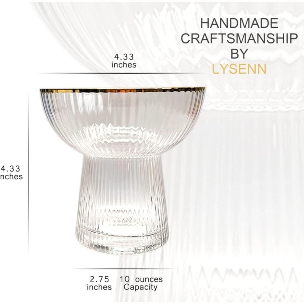 Lysenn Stemless Margarita Glasses Set of 2 – 10 oz Gold Rim - Thumbnail 4