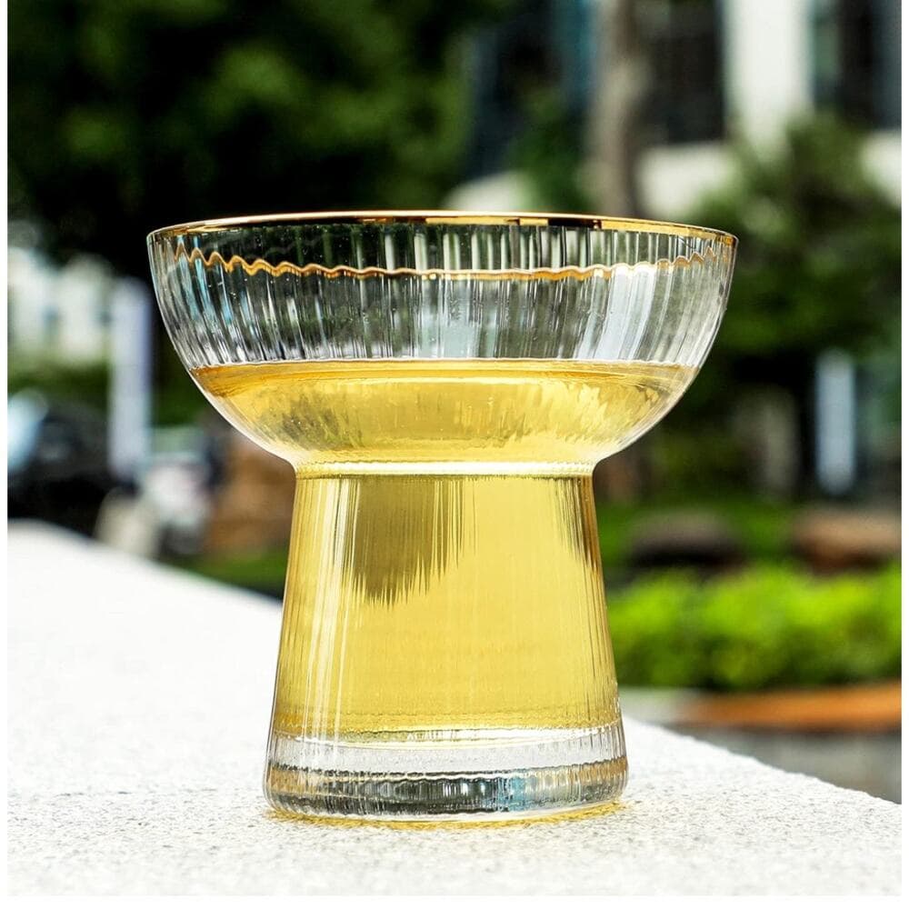 Lysenn Stemless Margarita Glasses Set of 2 – 10 oz Gold Rim - Thumbnail 5