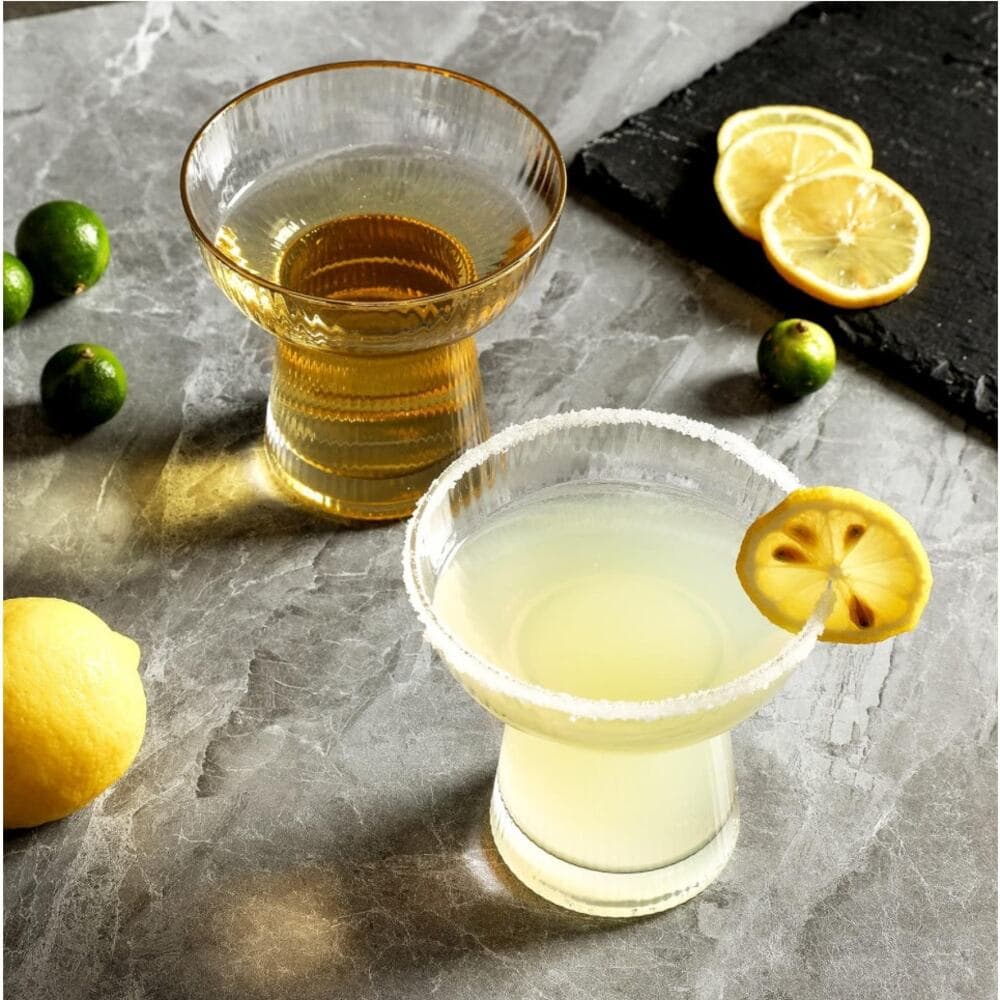 Lysenn Stemless Margarita Glasses Set of 2 – 10 oz Gold Rim - Thumbnail 2