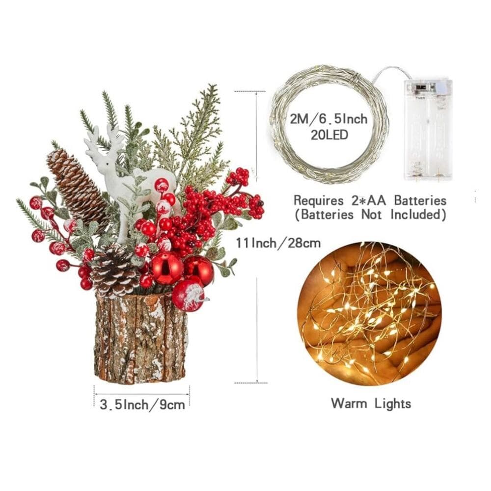 Xmas Decor Small Christmas Tree with Lights - Artificial Tabletop Lighted - Thumbnail 2