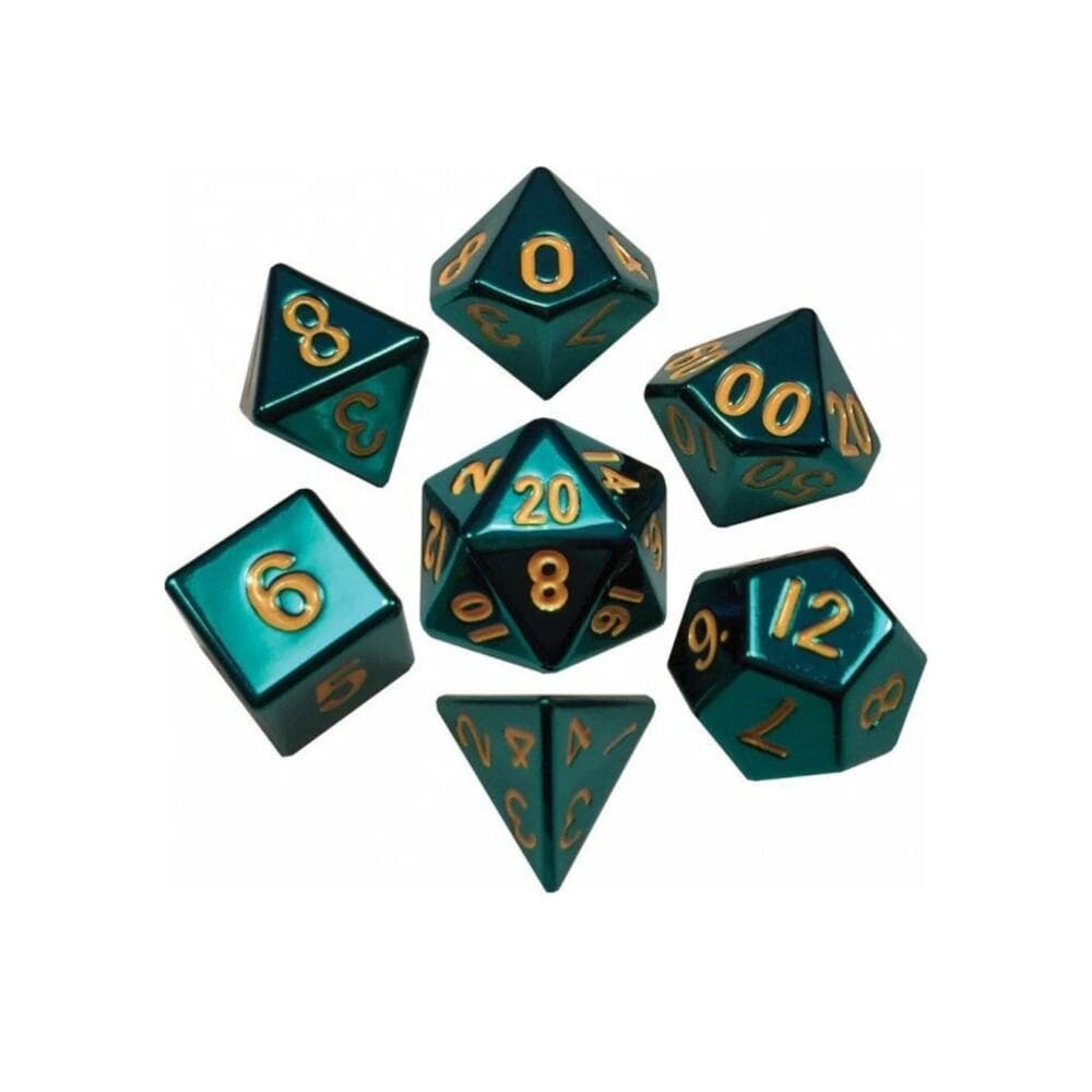 MET015 - Metal Dice Company: 16mm Painted Turquoise Metal Dice Set - Thumbnail 3