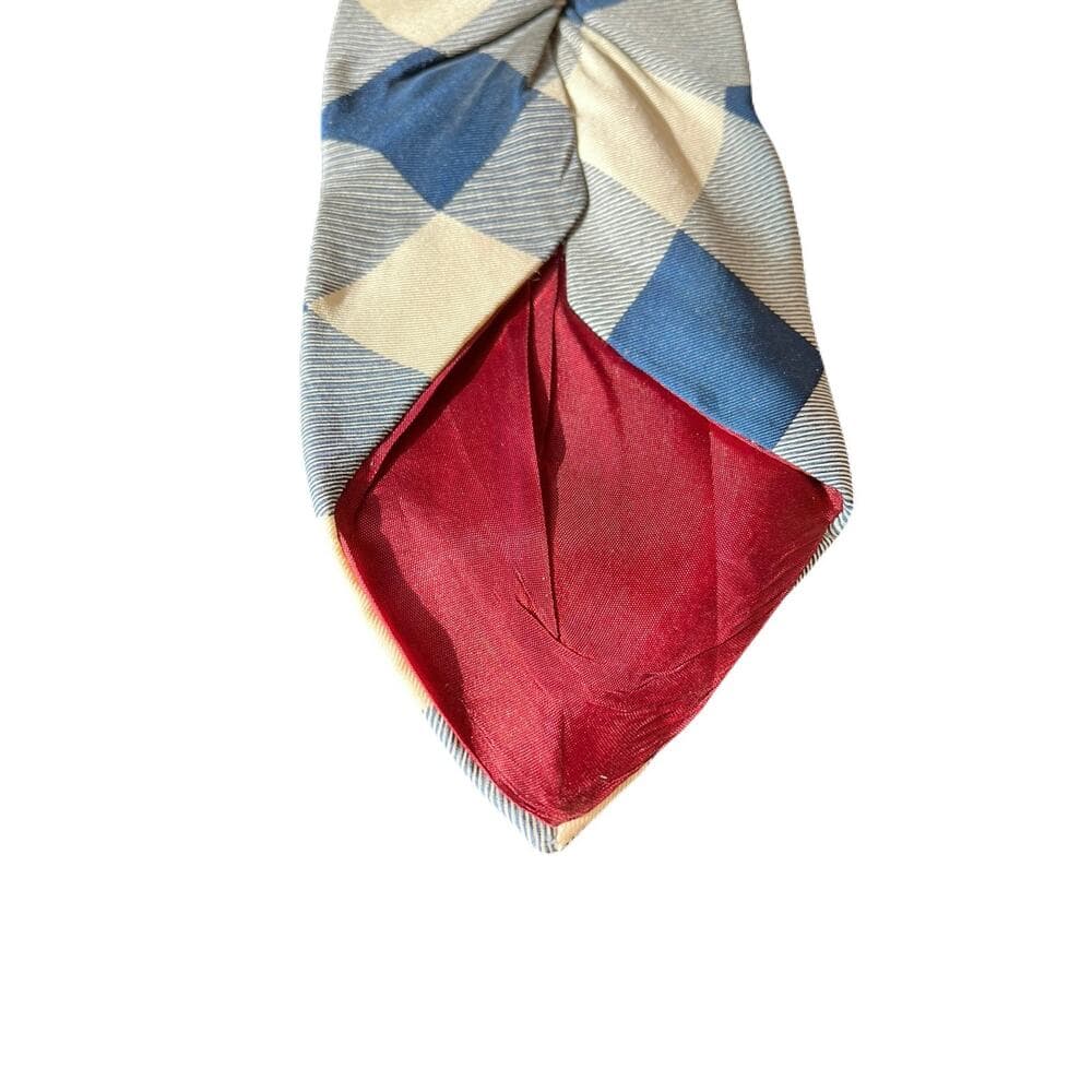 100% Silk Rn 16484 Blue & White Striped Tie - Thumbnail 2