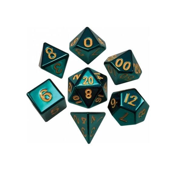 MET015 - Metal Dice Company: 16mm Painted Turquoise Metal Dice Set - Thumbnail 4