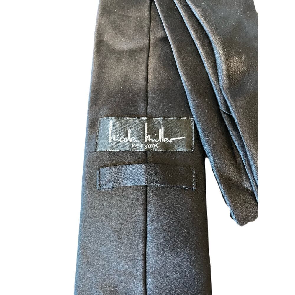 Nicole Miller Black Solid Men’s Tie - Thumbnail 3