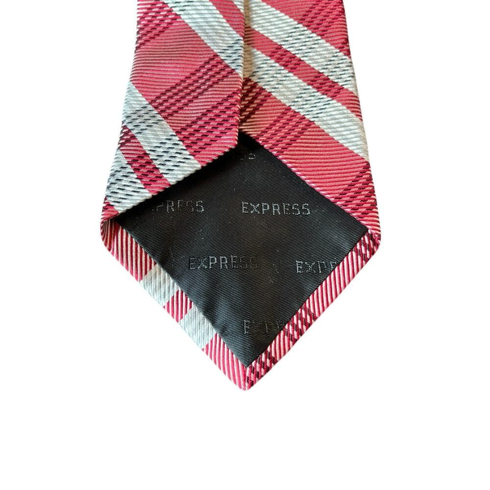Express Men’s Tie Burgundy & Sliver - Thumbnail 2