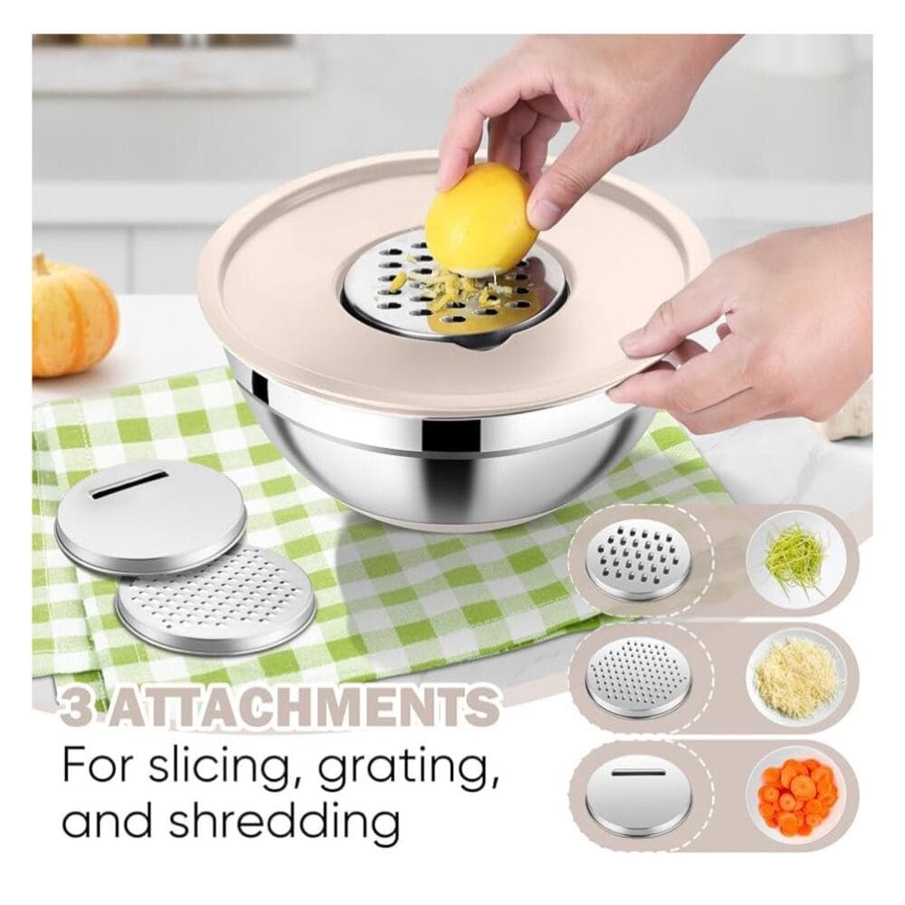 E-far 25PCS for Cooking, Serving, Food Storage, 4.6/2.6/2/1.5/1/0.7QT - Khaki - Thumbnail 2
