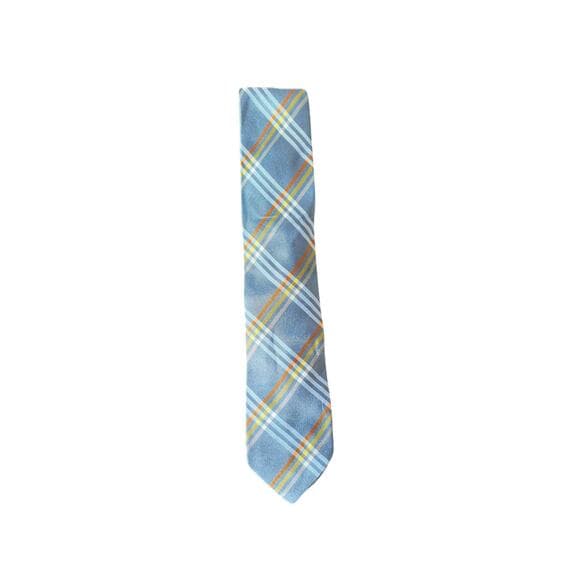 Bruno Marchesi Blue Men’s Tie With Yellow/Orange Stripes - Thumbnail 6