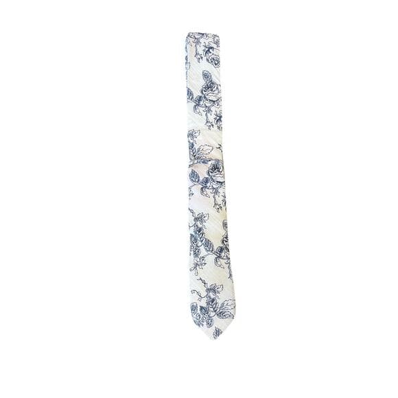 Penguin Men’s Tie White with Blue leafs On It - Thumbnail 6