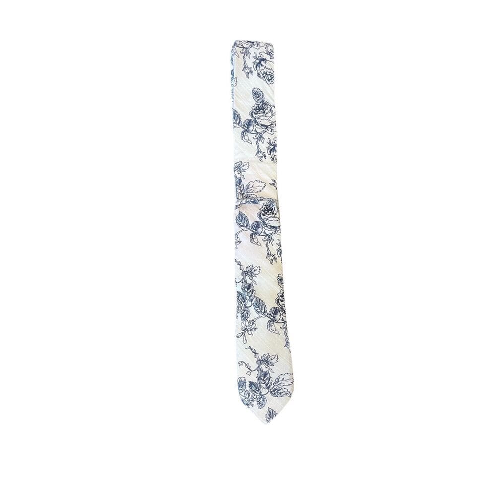 Penguin Men’s Tie White with Blue leafs On It - Thumbnail 5