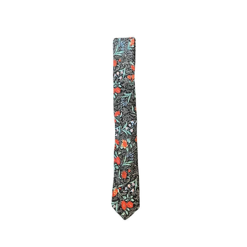 Penguin Men’s Tie Black With Red Flowers - Thumbnail 5