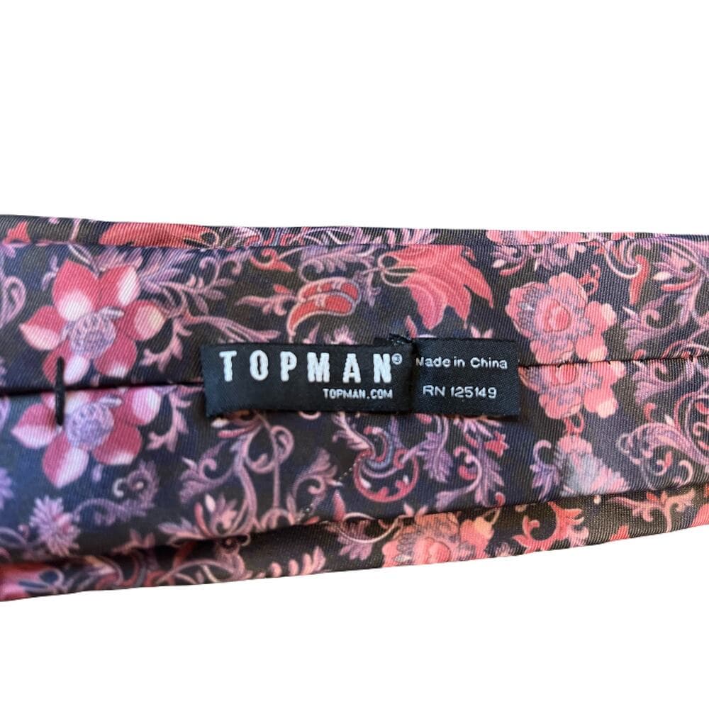 Top Man Men’s Tie Black With Pink Flowers - Thumbnail 2