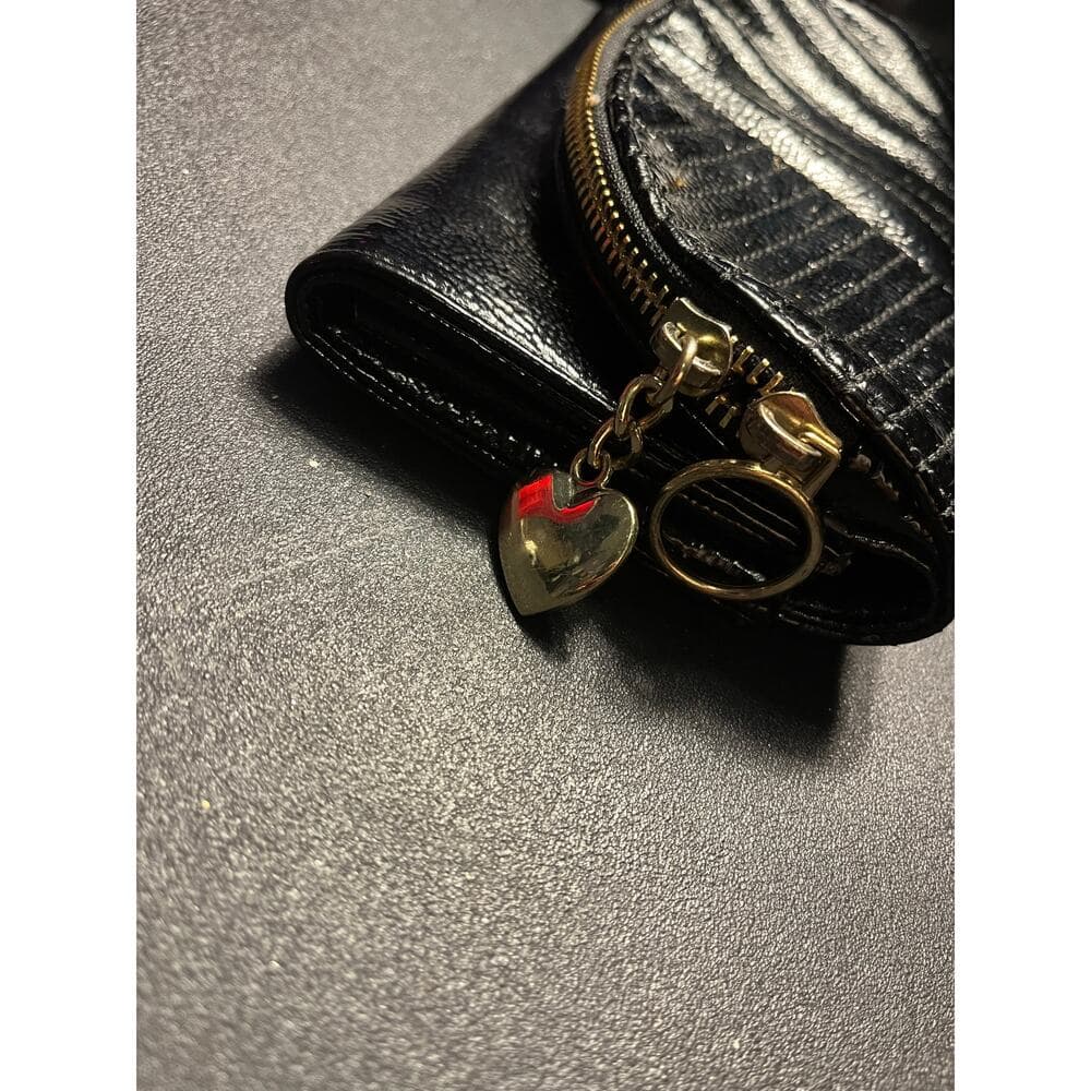 Black Women’s Standed Wallet With A Gold Zipper 8” W X 4” L - Thumbnail 4