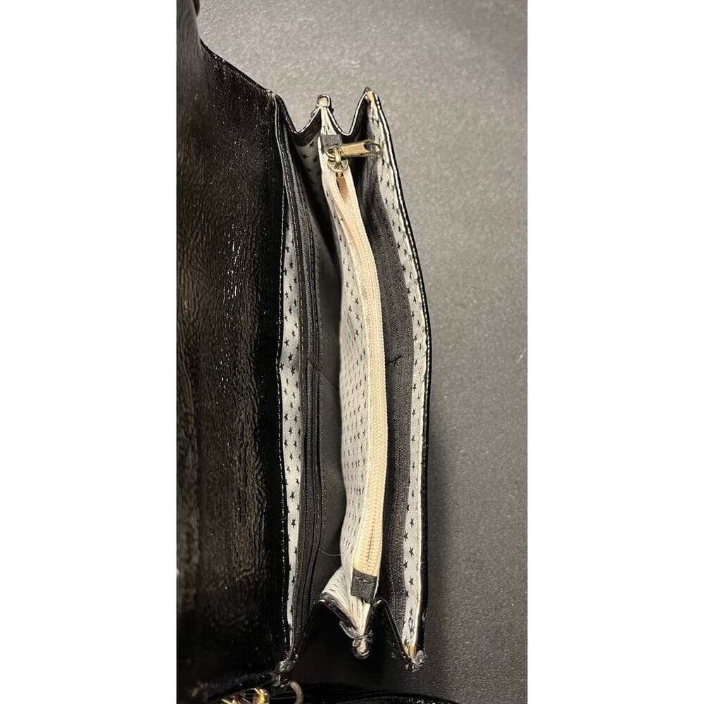 Black Women’s Standed Wallet With A Gold Zipper 8” W X 4” L - Thumbnail 3