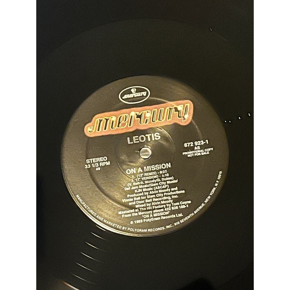 Leotis / On A Mission / 12" SINGLE 33RPM Vinyl Record PROMO - 872-923-1 - Thumbnail 2