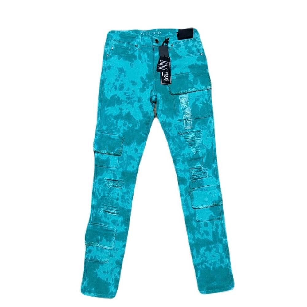 Si Tu Veux Brutini Cargo Jeans Teal Size 32 - Thumbnail 6