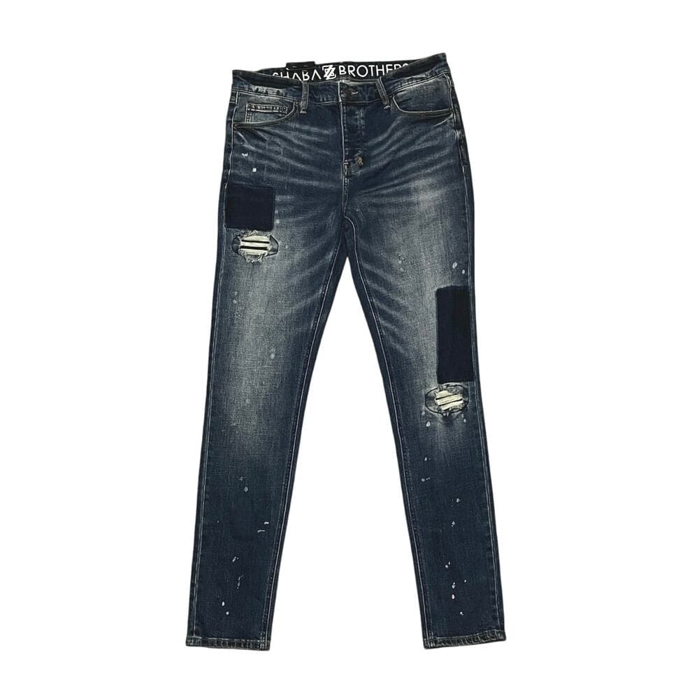 Shaba Z Brothers Men’s Jeans Size 34 With Dark Blue patches on The Legs - Thumbnail 6