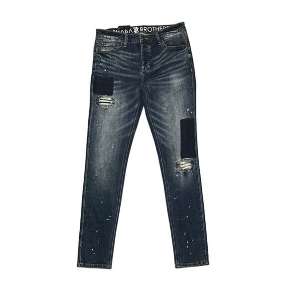 Shaba Z Brothers Men’s Jeans Size 34 With Dark Blue patches on The Legs - Thumbnail 7