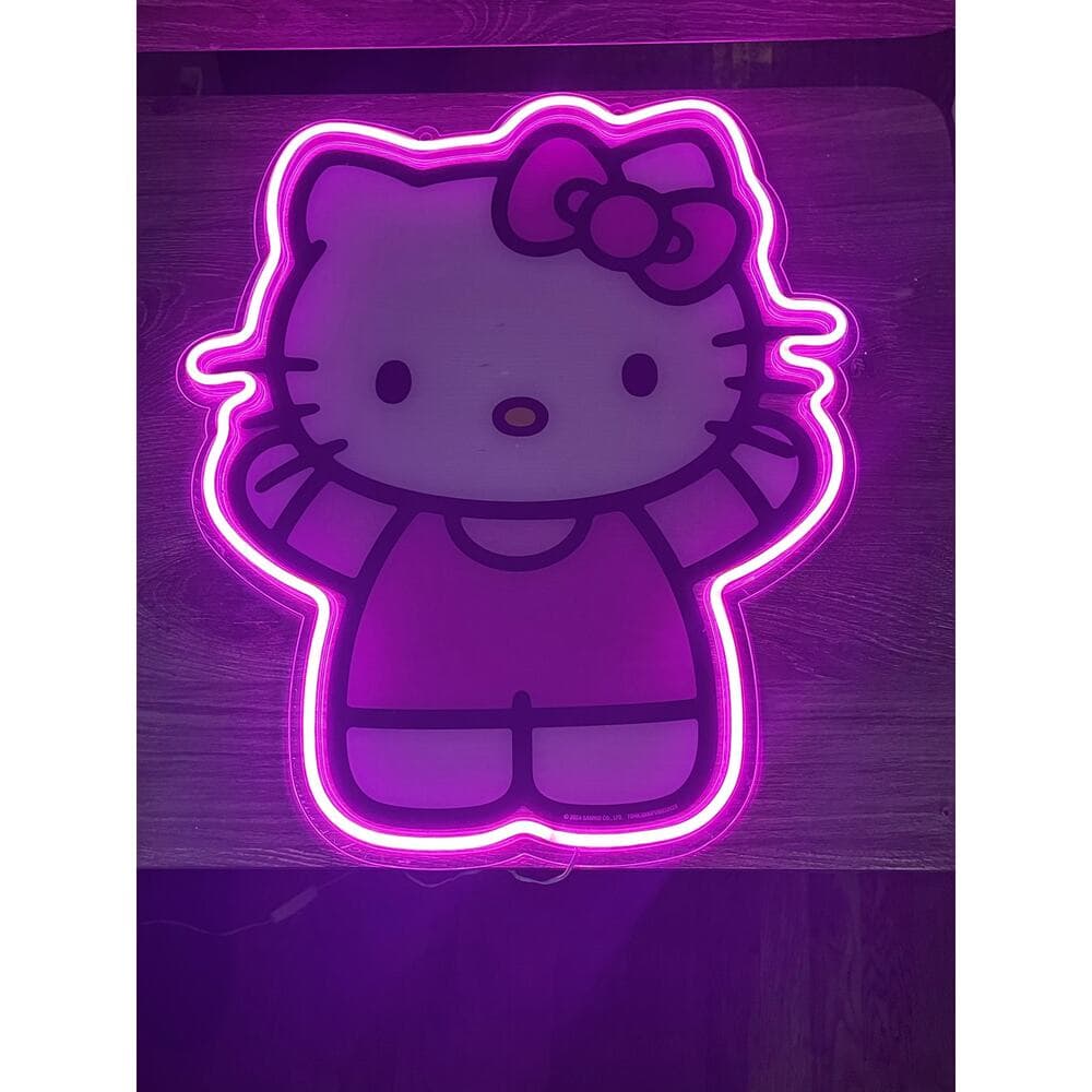 Silver Buffalo Sanrio Hello Kitty LED Neon Light Die Cut Acrylic Wall 16"x19" - Thumbnail 3