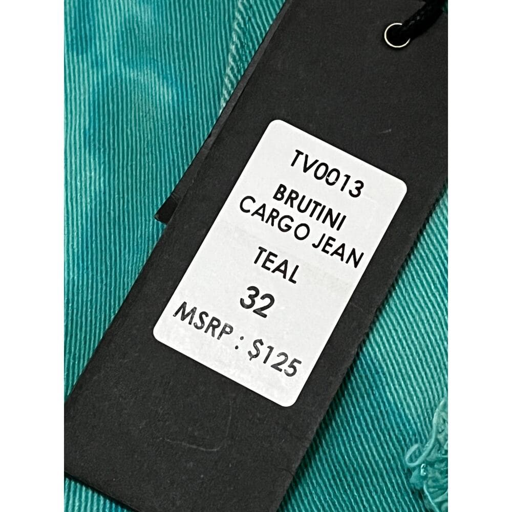 Si Tu Veux Brutini Cargo Jeans Teal Size 32 - Thumbnail 3