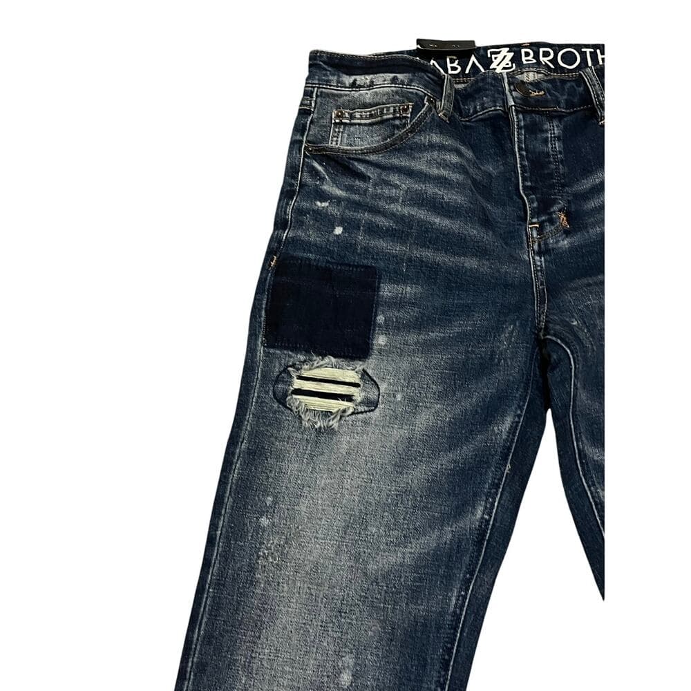 Shaba Z Brothers Men’s Jeans Size 34 With Dark Blue patches on The Legs - Thumbnail 2