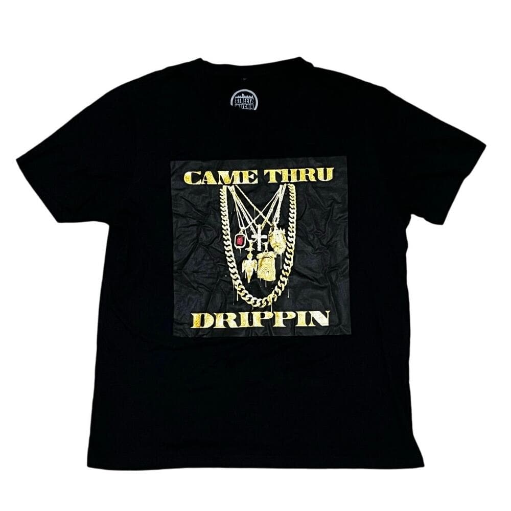 Come Thru Drippin Black Men’s T-Shirt With Gold Words - Thumbnail 6
