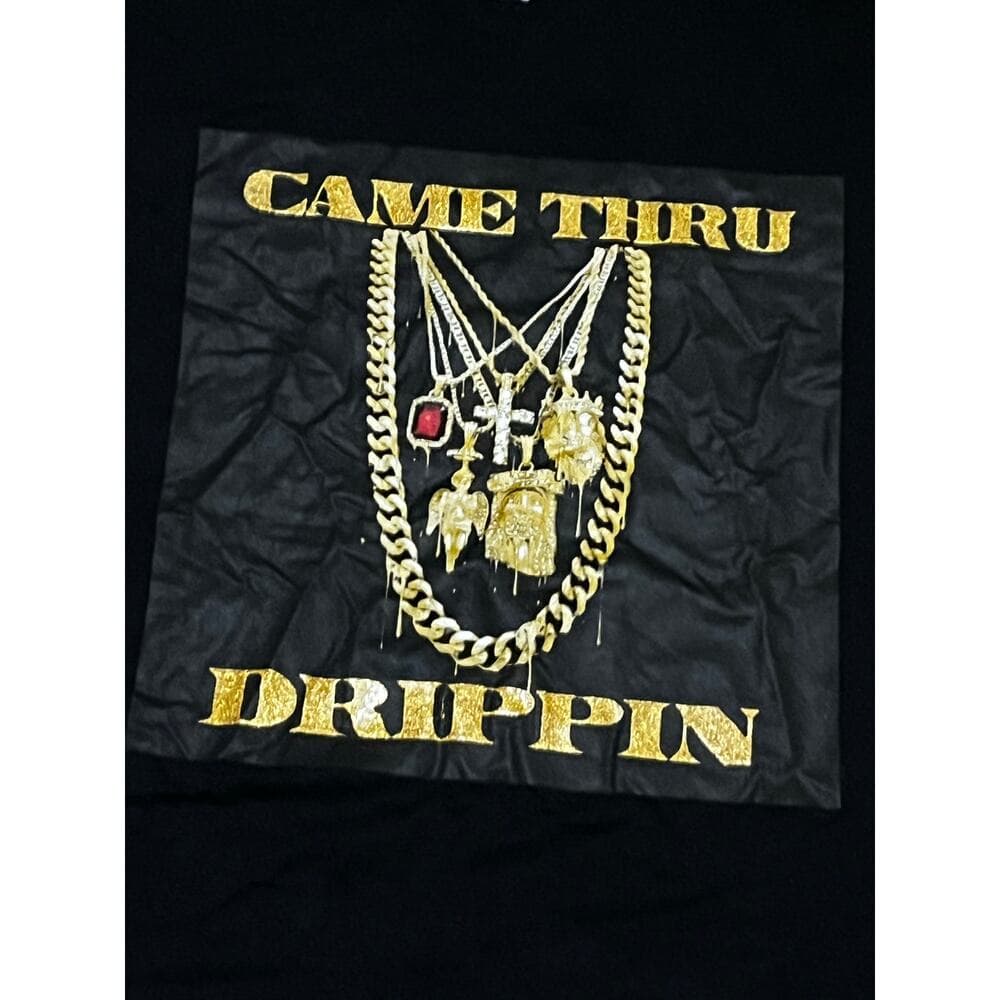 Come Thru Drippin Black Men’s T-Shirt With Gold Words