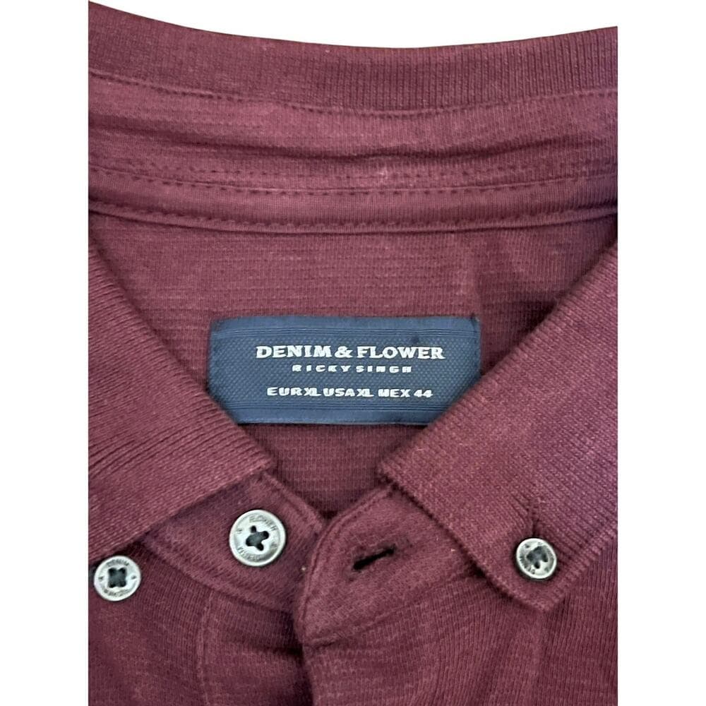 Denim & Flower Burgundy Coller Men’s T-Shirt Size XL