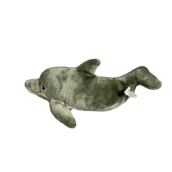 Vintage Sea World Large 15" Dolphin Plush Stuffed Animal Gray Blue Eyes - Thumbnail 7